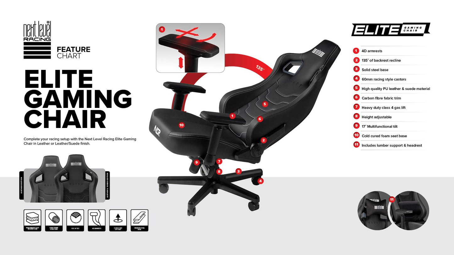 Elite Gaming Chair Leather & Suede Edition