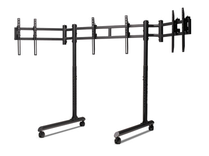 Round Tube Freestanding Triple Monitor Stand